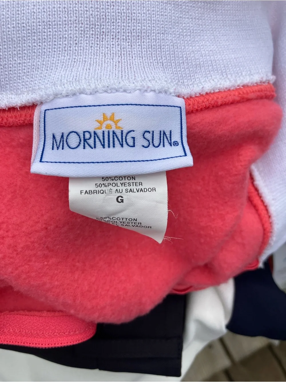Vintage Grandma Morning Sun Collared Sweatshirt - Coral w/ Flowers & Butterflies